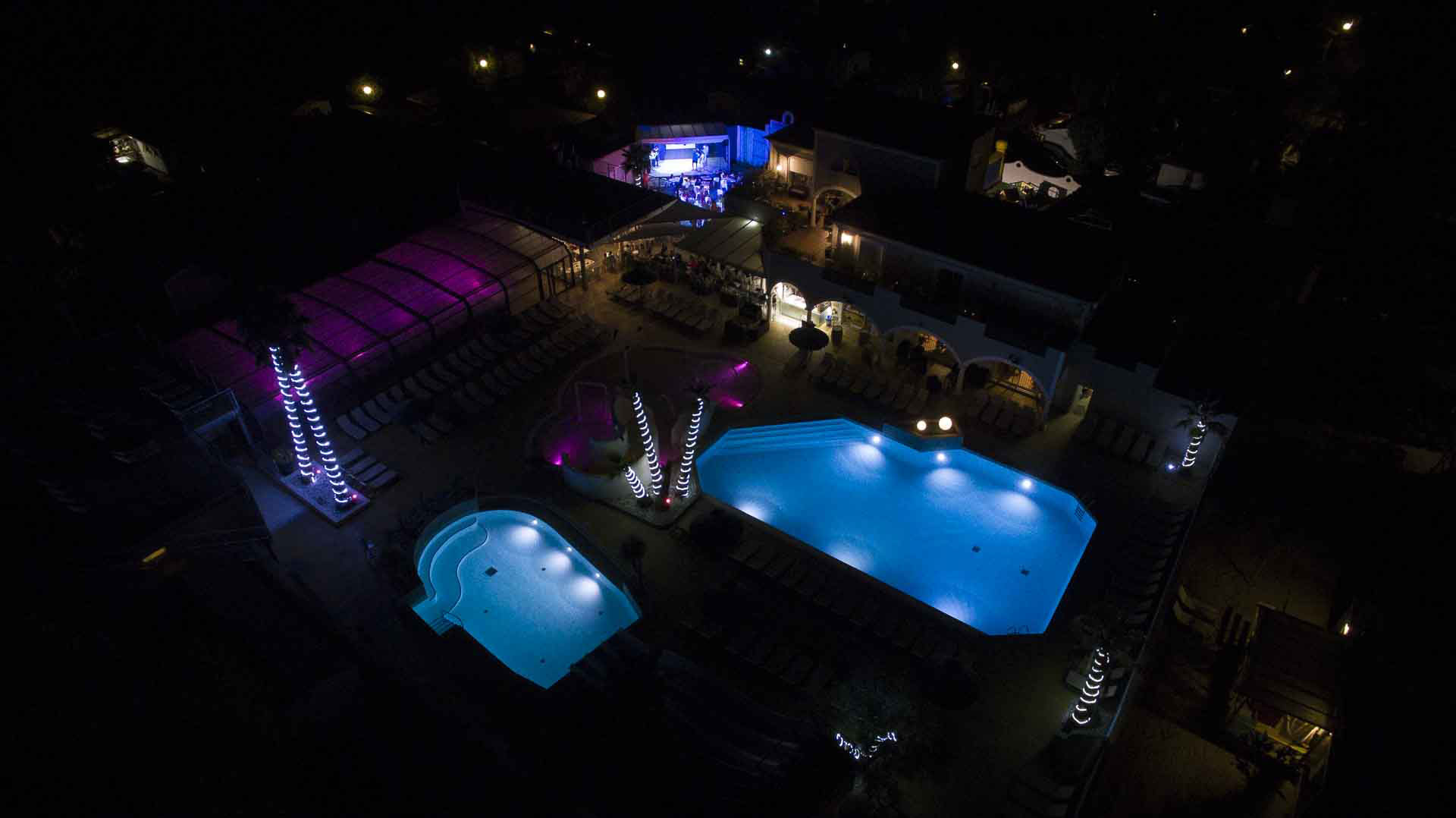 Réalisation de photos aériennes de nuit Camping Hermitage Hérault